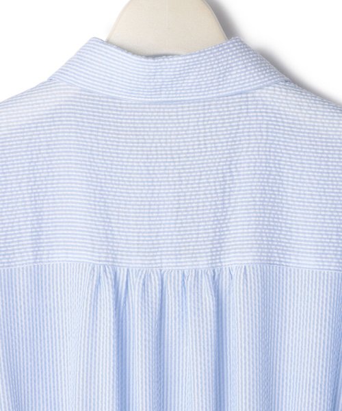 ピンストライプシャツワンピース(サックス) 