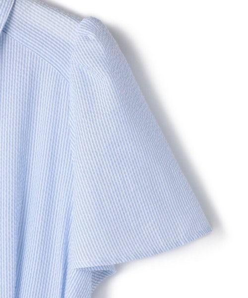 ピンストライプシャツワンピース(サックス) 