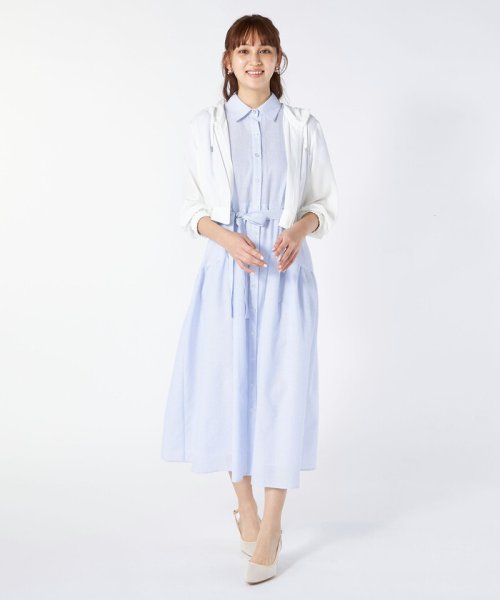 ピンストライプシャツワンピース(サックス) 