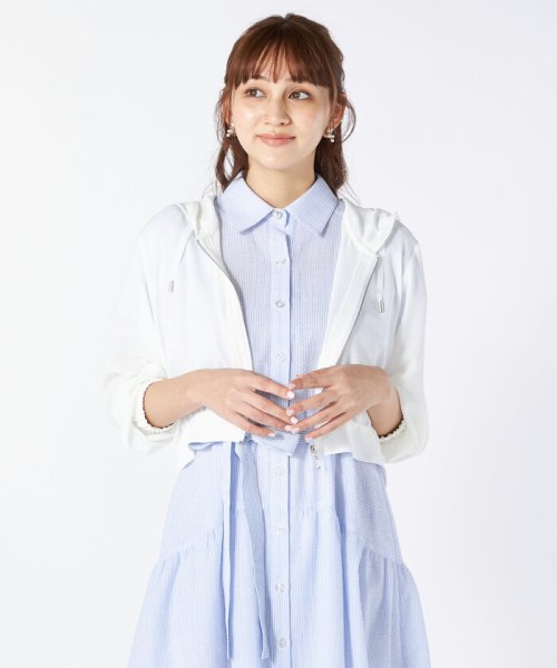 ピンストライプシャツワンピース(サックス) 