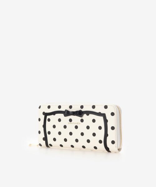 ソリッドリボンドット長財布 