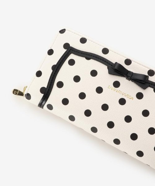 ソリッドリボンドット長財布 