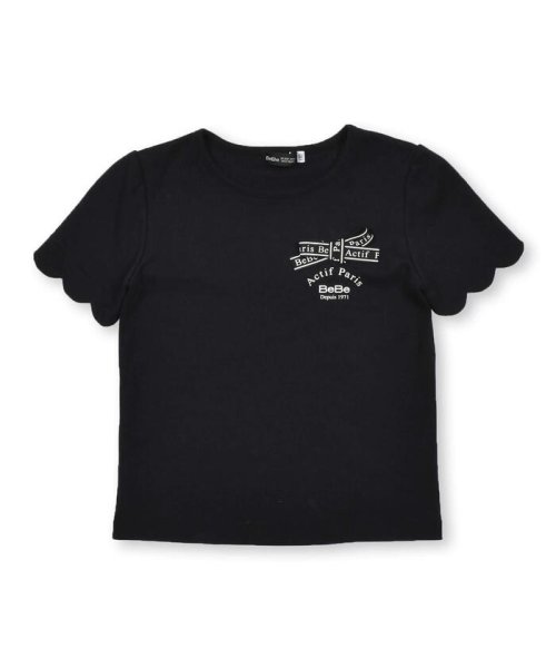 BeBe(ベベ)/スカラップ袖ロゴリボンスムースTシャツ(90~160cm)/img03