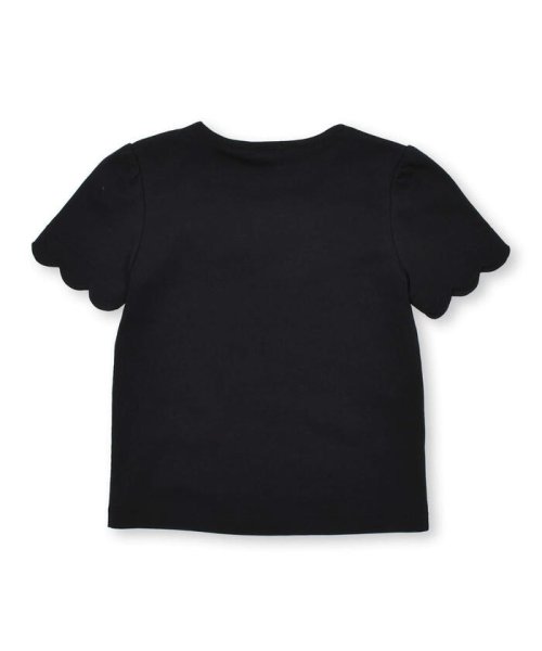 セール】スカラップ袖ロゴリボンスムースTシャツ(90~160cm)(506032071 