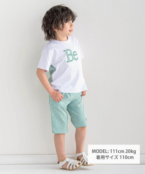 BeBe(ベベ)/【お揃い】ストライプ切替パッチロゴ半袖Tシャツ(90~150cm)/img04