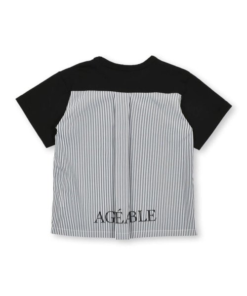 BeBe(ベベ)/【お揃い】ストライプ切替パッチロゴ半袖Tシャツ(90~150cm)/img08