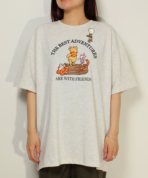 DISNEY(DISNEY)/【DISNEY/ディズニー】天竺 総刺繍半袖クルーネックBIG Tシャツ（ミッキー・プーさん）/img01