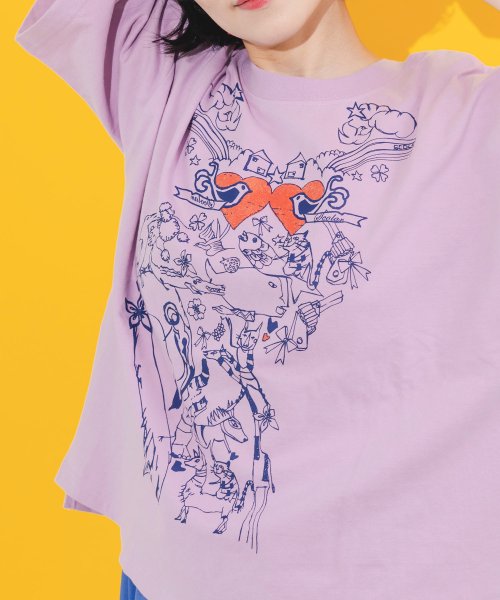 ScoLar(スカラー)/手描き風アニマルメルヘン柄Tシャツ/img15