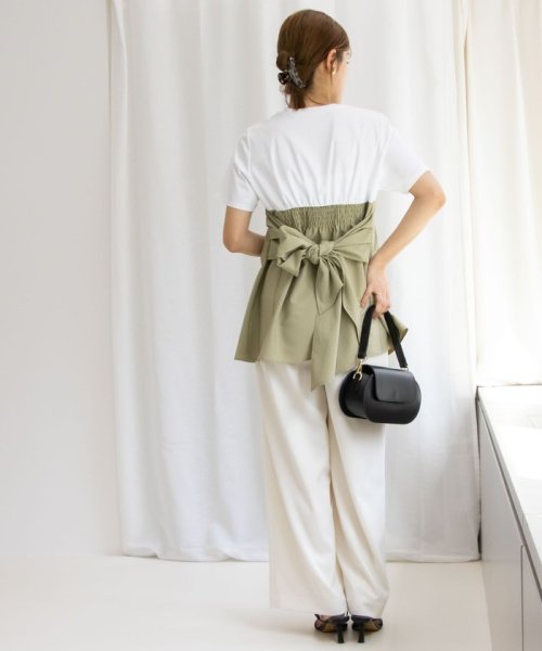 《セットアップ対応》ウォッシャブル麻調ワイドパンツ 