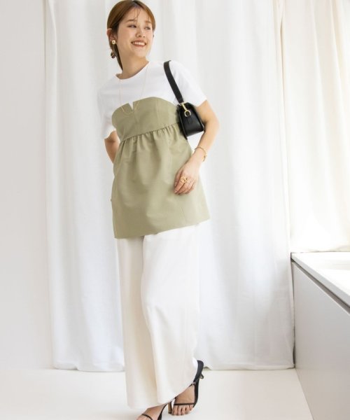 《セットアップ対応》ウォッシャブル麻調ワイドパンツ 