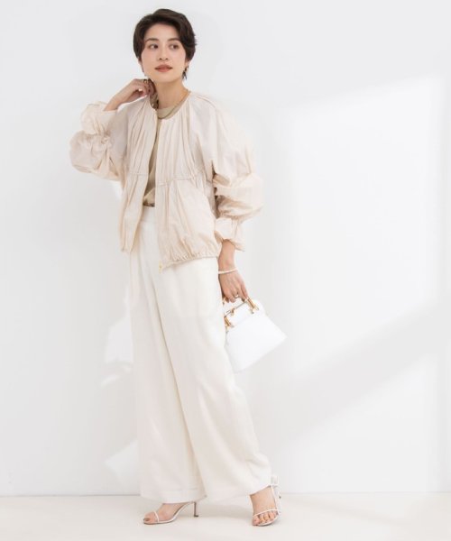 《セットアップ対応》ウォッシャブル麻調ワイドパンツ 