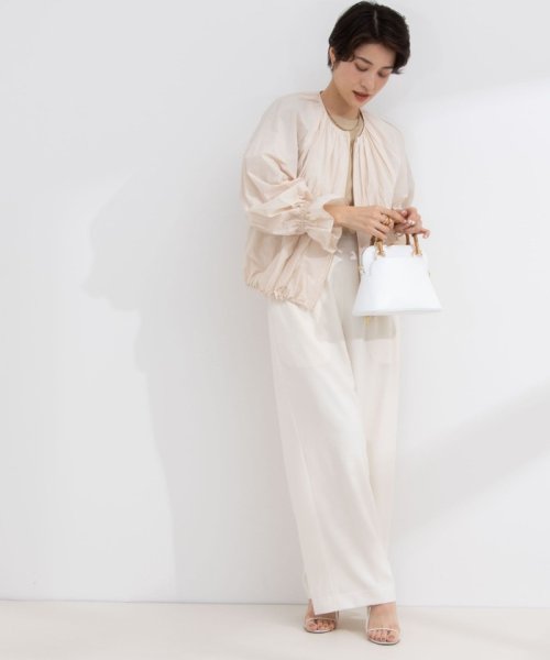 《セットアップ対応》ウォッシャブル麻調ワイドパンツ 