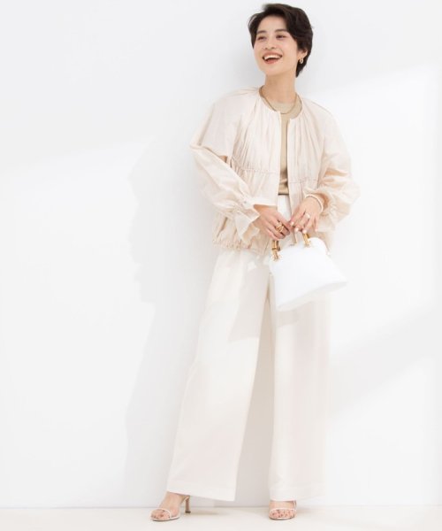 《セットアップ対応》ウォッシャブル麻調ワイドパンツ 