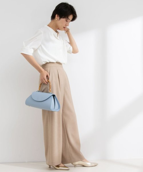 《セットアップ対応》ウォッシャブル麻調ワイドパンツ 