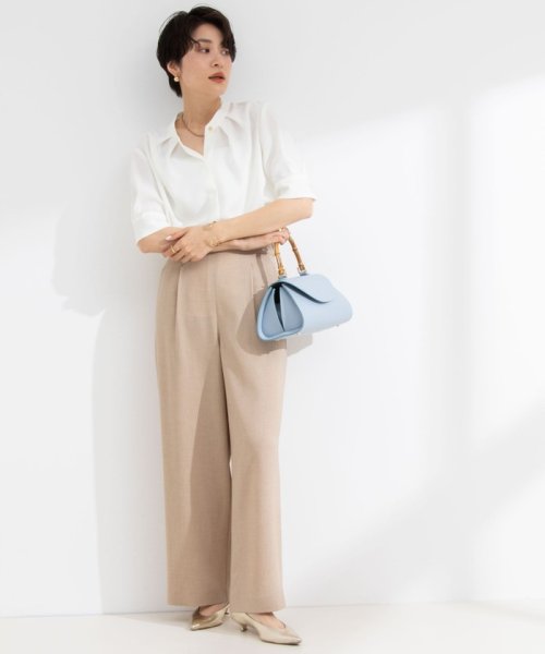 《セットアップ対応》ウォッシャブル麻調ワイドパンツ 