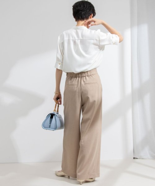 《セットアップ対応》ウォッシャブル麻調ワイドパンツ 