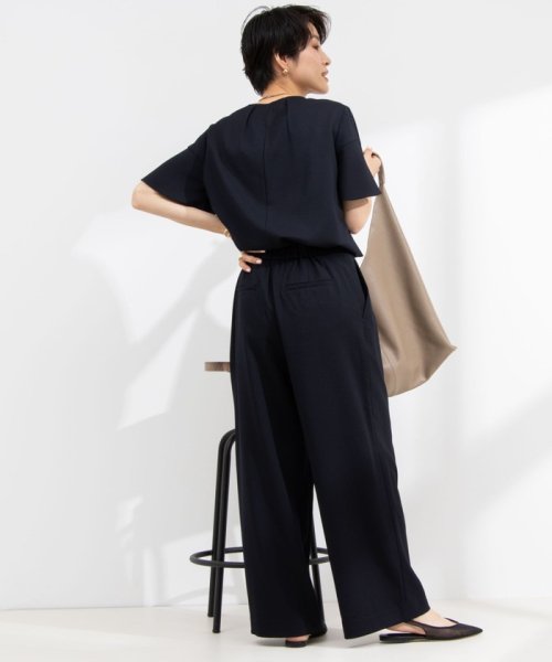 《セットアップ対応》ウォッシャブル麻調ワイドパンツ 