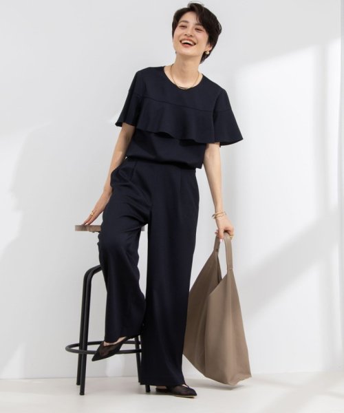 《セットアップ対応》ウォッシャブル麻調ワイドパンツ 