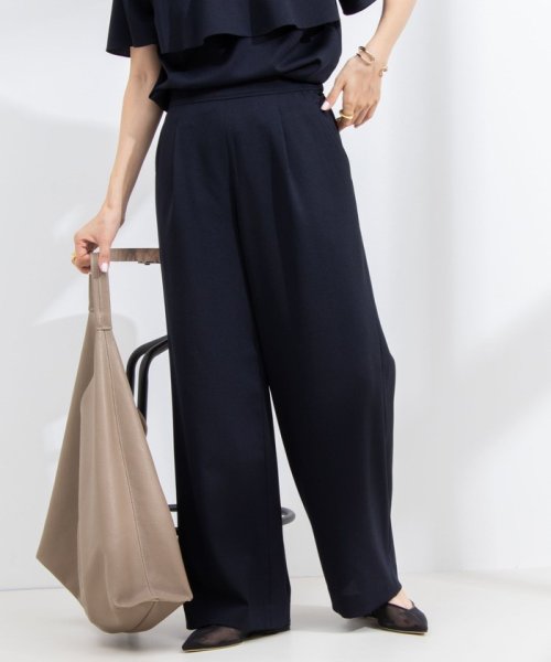 《セットアップ対応》ウォッシャブル麻調ワイドパンツ 