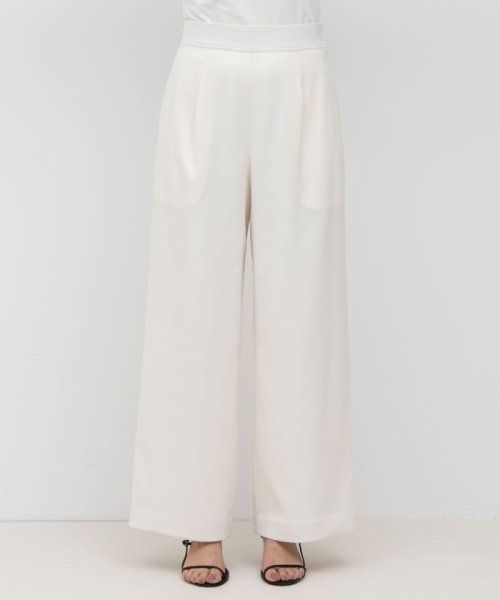 《セットアップ対応》ウォッシャブル麻調ワイドパンツ 