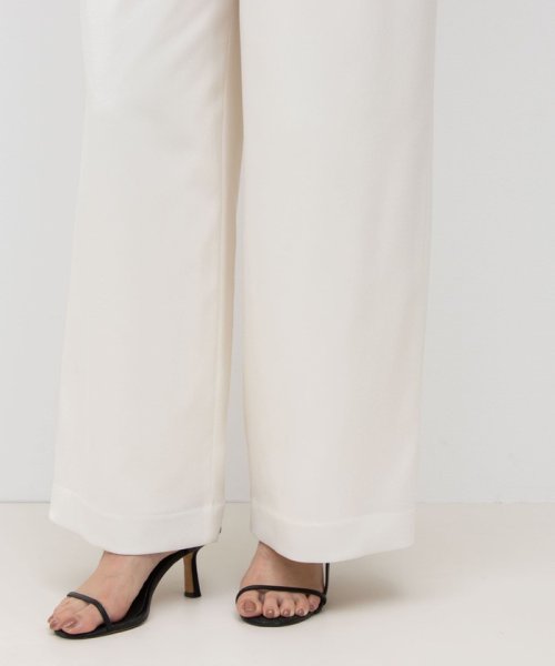 《セットアップ対応》ウォッシャブル麻調ワイドパンツ 