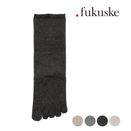 dotfukuske(．ｆｕｋｕｓｋｅ)/.fukuske(ドット福助) ： 無地 ソックス クルー丈 5本指 ラメ糸(3330－053) 婦人 女性 レディース 靴下 フクスケ fukuske 福助 /img01