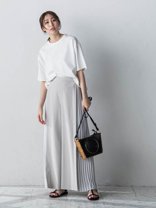 ツイルサイドプリーツパンツ 吸水速乾 接触冷感