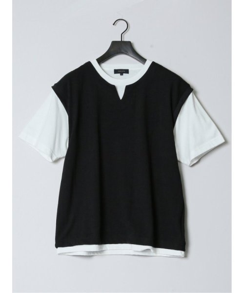 TAKA-Q(タカキュー)/さまになる フェイクレイヤード キーネック半袖Tシャツ メンズ Tシャツ カットソー カジュアル インナー トップス ギフト プレゼント/img10