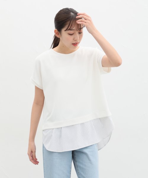 Honeys(ハニーズ)/裾レイヤード風トップス トップス カットソー Tシャツ 半袖 重ね着風 UVカット /img02