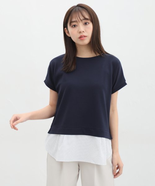 Honeys(ハニーズ)/裾レイヤード風トップス トップス カットソー Tシャツ 半袖 重ね着風 UVカット /img06