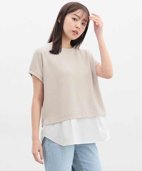 Honeys(ハニーズ)/裾レイヤード風トップス トップス カットソー Tシャツ 半袖 重ね着風 UVカット /img15