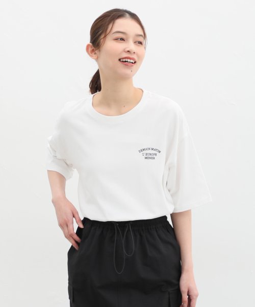 Honeys(ハニーズ)/刺繍ロゴゆるＴシャツ トップス Tシャツ ロゴT 半袖 オーバーサイズ UVカット /img02