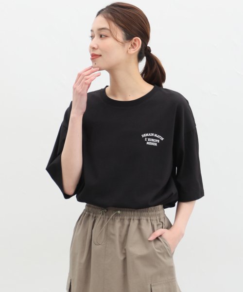 Honeys(ハニーズ)/刺繍ロゴゆるＴシャツ トップス Tシャツ ロゴT 半袖 オーバーサイズ UVカット /img04