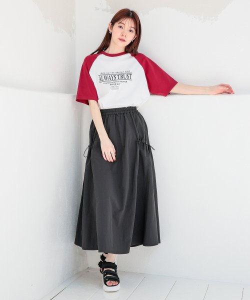 Honeys(ハニーズ)/ラグランゆるＴシャツ トップス Tシャツ カットソー 半袖 ロゴT 配色 UVカット /img03