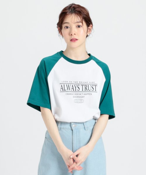 Honeys(ハニーズ)/ラグランゆるＴシャツ トップス Tシャツ カットソー 半袖 ロゴT 配色 UVカット /img06