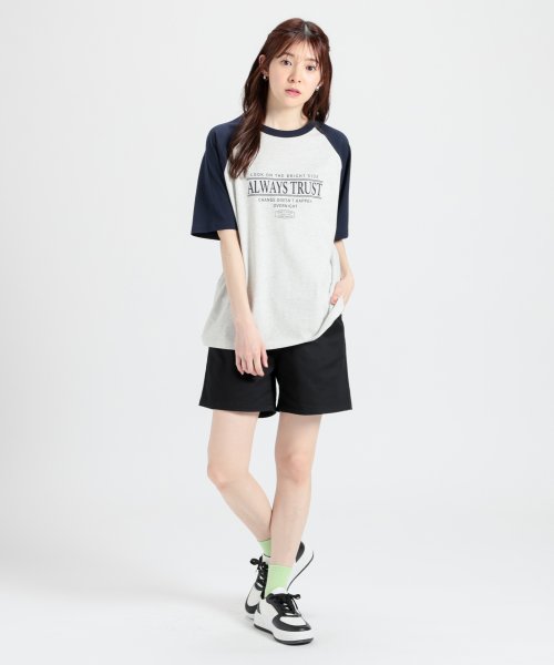 Honeys(ハニーズ)/ラグランゆるＴシャツ トップス Tシャツ カットソー 半袖 ロゴT 配色 UVカット /img07