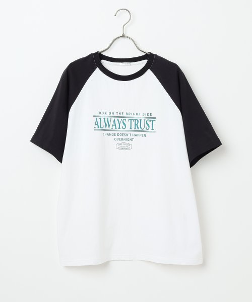 Honeys(ハニーズ)/ラグランゆるＴシャツ トップス Tシャツ カットソー 半袖 ロゴT 配色 UVカット /img09