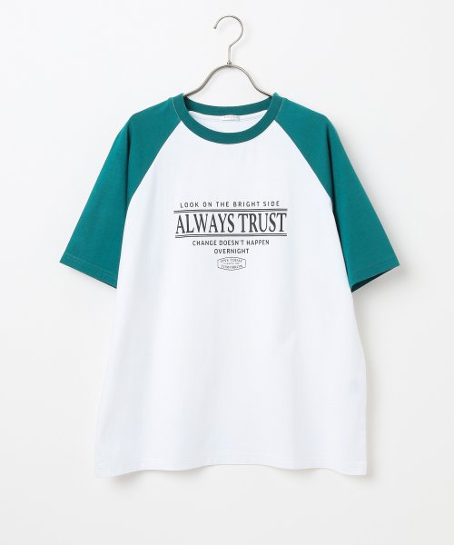 Honeys(ハニーズ)/ラグランゆるＴシャツ トップス Tシャツ カットソー 半袖 ロゴT 配色 UVカット /img13