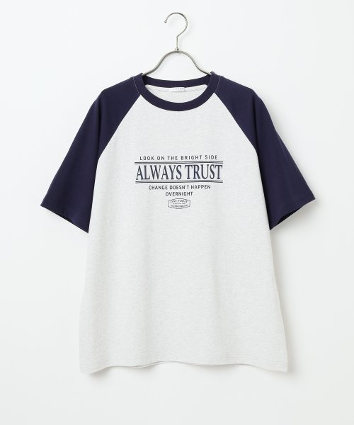 Honeys(ハニーズ)/ラグランゆるＴシャツ トップス Tシャツ カットソー 半袖 ロゴT 配色 UVカット /img15