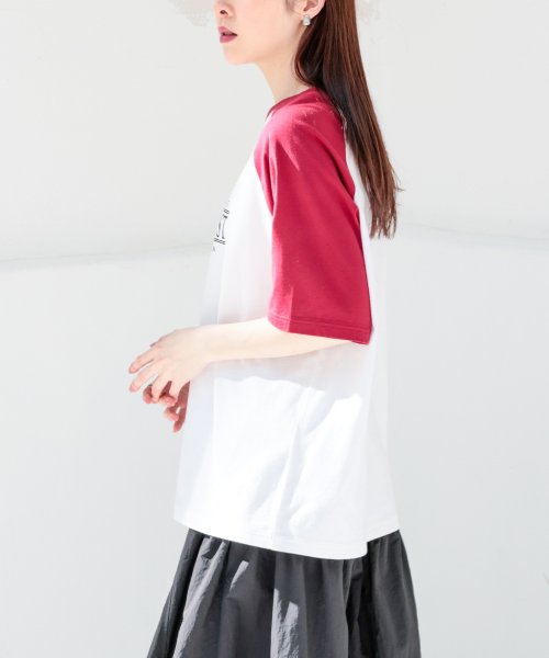 Honeys(ハニーズ)/ラグランゆるＴシャツ トップス Tシャツ カットソー 半袖 ロゴT 配色 UVカット /img17