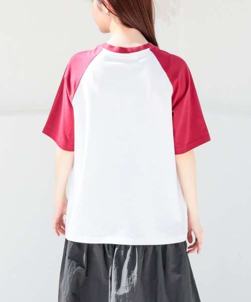 Honeys(ハニーズ)/ラグランゆるＴシャツ トップス Tシャツ カットソー 半袖 ロゴT 配色 UVカット /img18