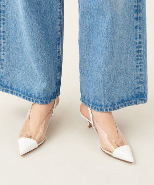 ポインテッドPVCバックベルト パンプス45↑ あらかじめご了承ください