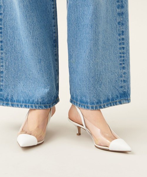 ポインテッドPVCバックベルト パンプス45↑ あらかじめご了承ください