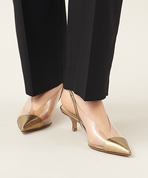 ポインテッドPVCバックベルト パンプス45↑ あらかじめご了承ください