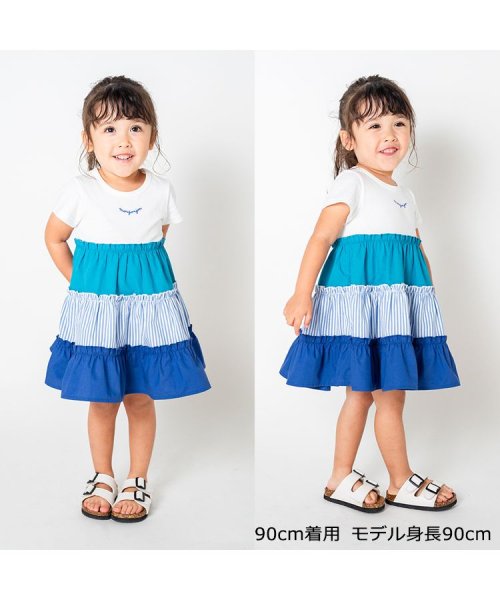 moujonjon(ムージョンジョン)/【子供服】 moujonjon (ムージョンジョン) 切替ティアード半袖ワンピース 80cm～140cm M42309/img07