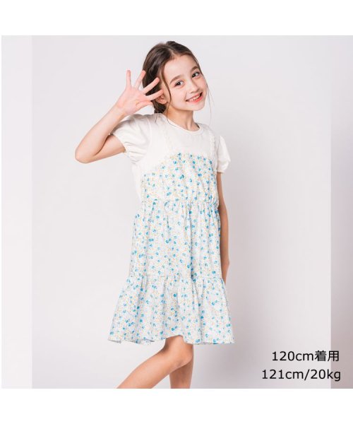 Crescent(クレセント)/【子供服】 crescent (クレセント) 花柄キャミレイヤード風半袖ワンピース 80cm～130cm N42303/img07