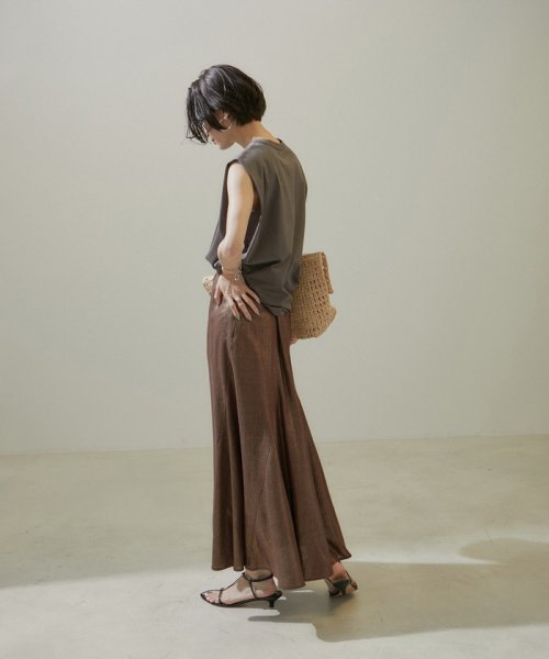 【WEB限定】ラメ混リネンフレアースカート【洗える】 