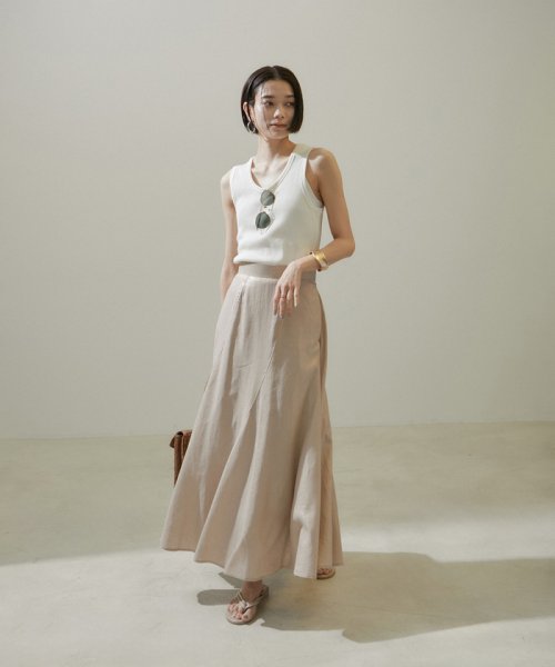 【WEB限定】ラメ混リネンフレアースカート【洗える】 