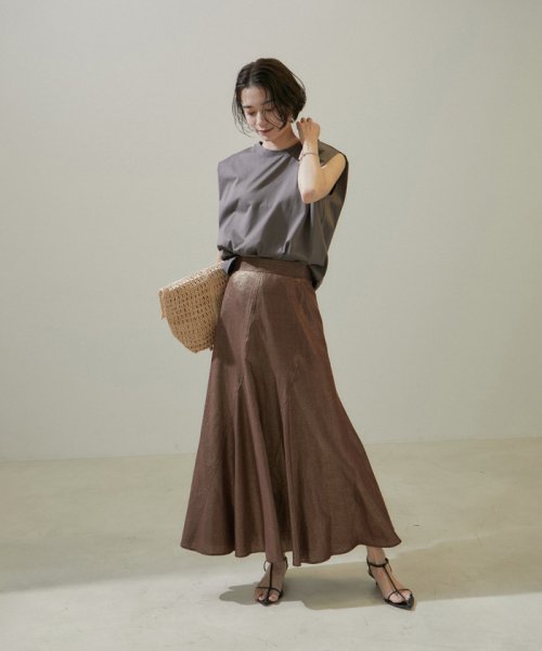 【WEB限定】ラメ混リネンフレアースカート【洗える】 