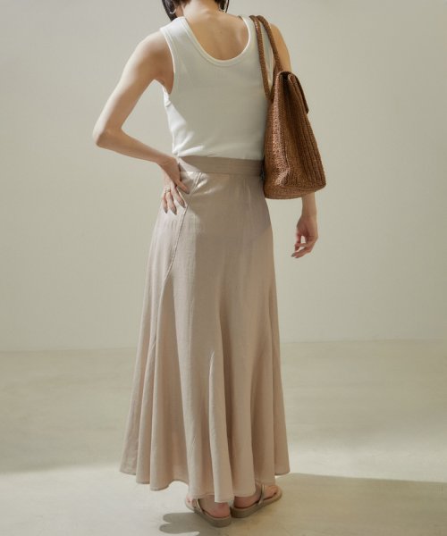 【WEB限定】ラメ混リネンフレアースカート【洗える】 